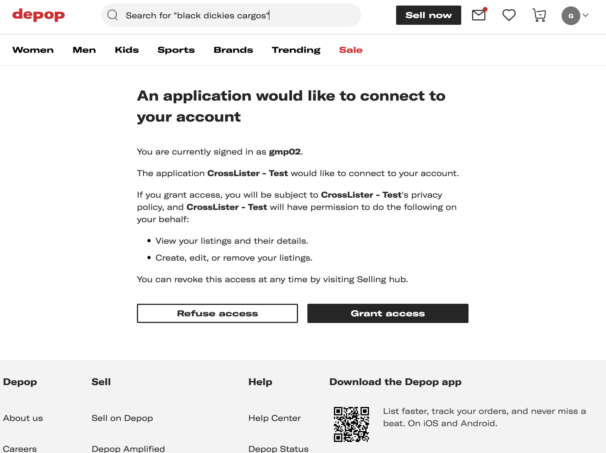 Example User Consent Page